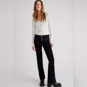 Free People Hit Back Slim Flare Pant  in Black